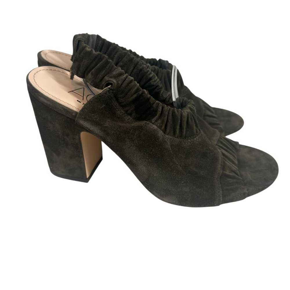 AGL Attilio Giusti Leombruni Women's 39.5 Heel with Elastic on Top Green Suede